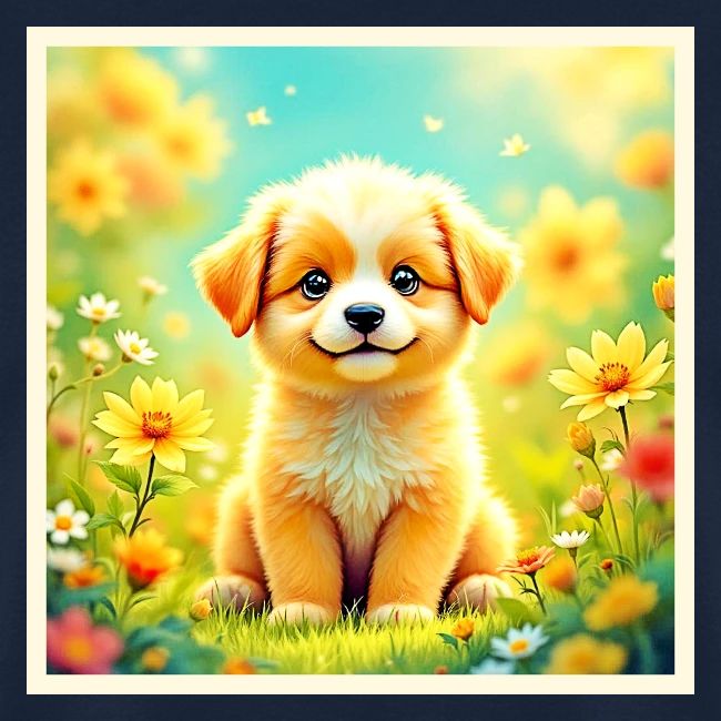 Cute Puppy Flower Art