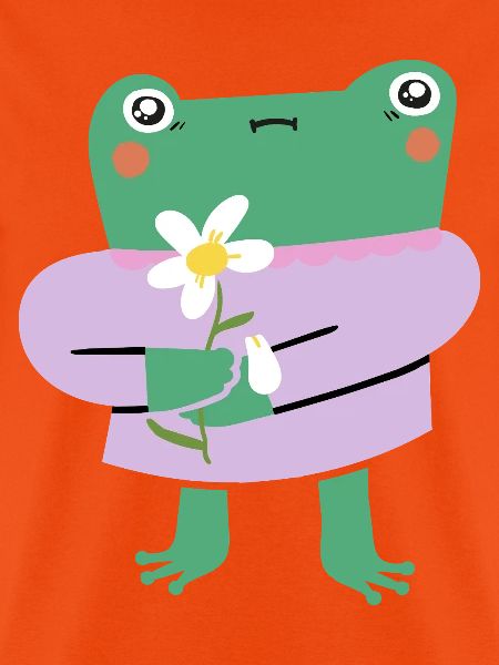 Shy Frog with Flower