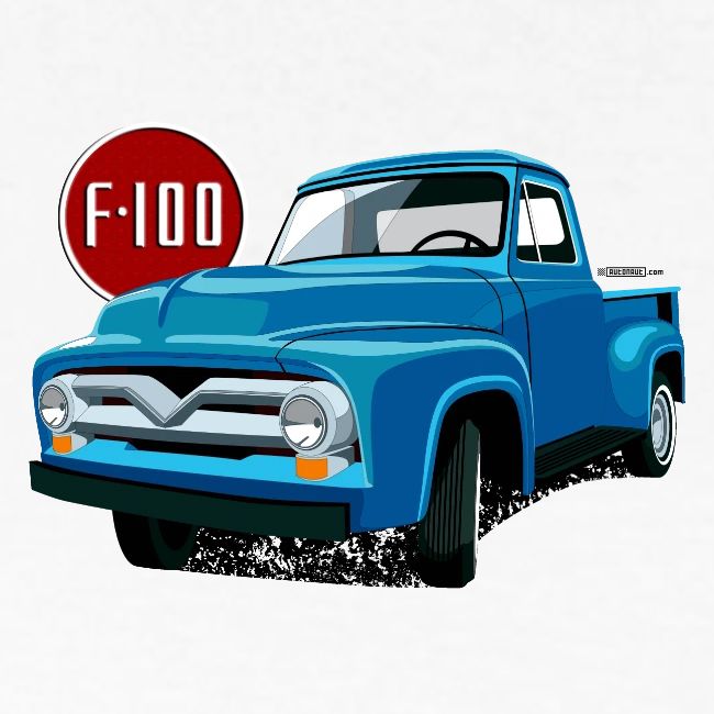 Illustration of a second generation blue Ford F-