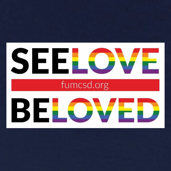 FUMCSD See Love, Be Loved: white design background