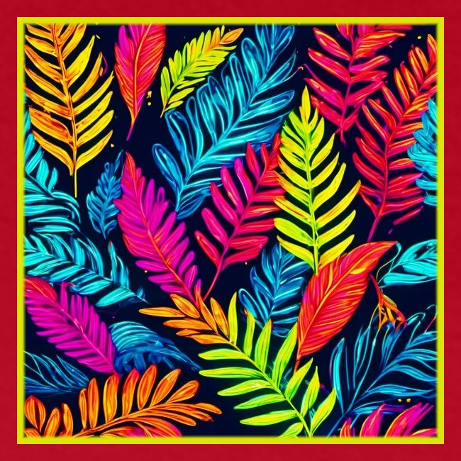 Vibrant Leaves: Beautiful Neon Artwork