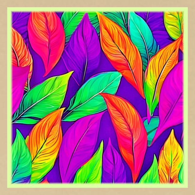 Colorful Neon Ethereal Leaves Pattern