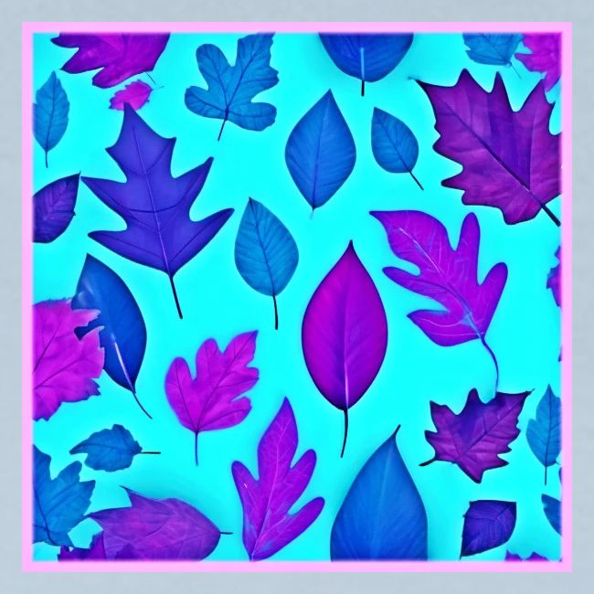 Turquoise & Purple Leaves Design