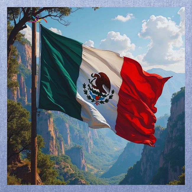 Mexican Flag in Mountain Nature Landscape