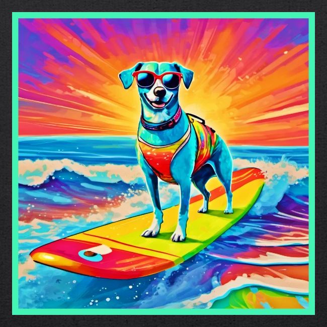 Sunny Surfing Pup: Beach Bliss