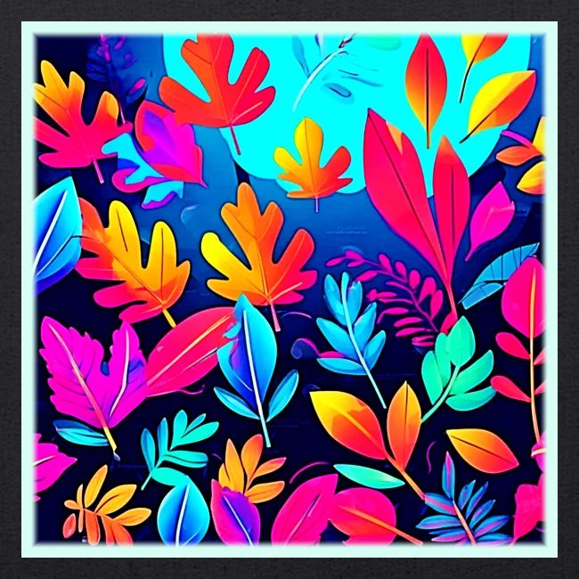Neon Leaf Paradise Art