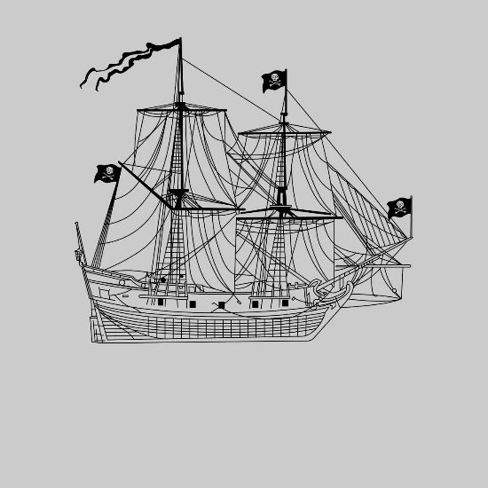 Pirate Ship Diagram Blueprint Crossbones Pirate Men's Longsleeve Shirt