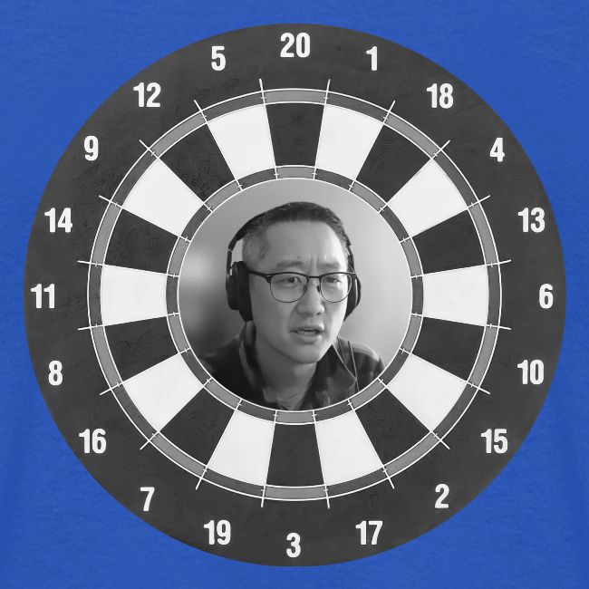 Producer Jay on Dartboard with Fusco Show back