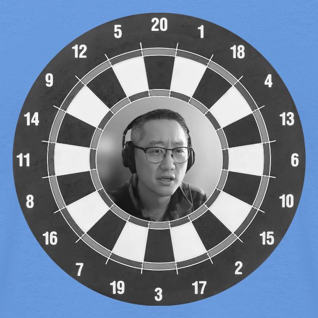 Producer Jay on Dartboard with Fusco Show back