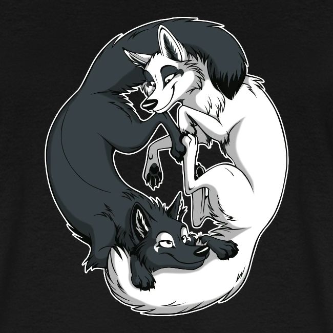 Yin Yang Foxes (white border)