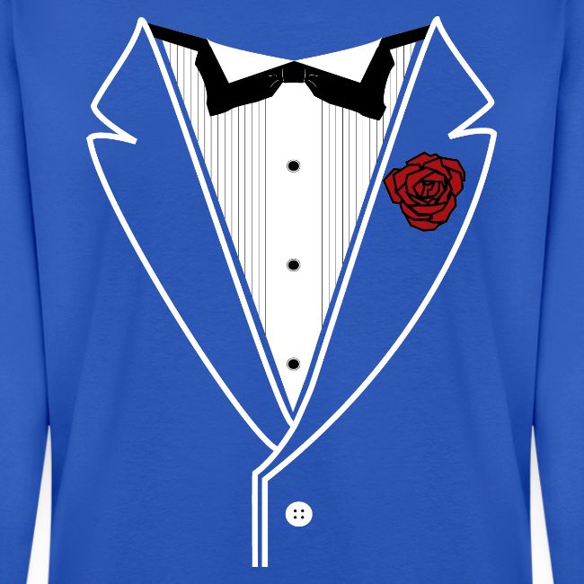 Tuxedo Shirt With Black Bowtie And Red Rose