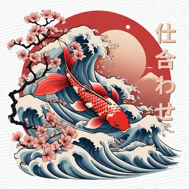 Majestic Koi Fish Ukiyo-e Japanese Design