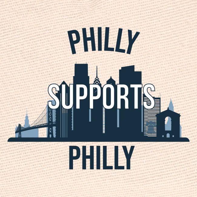 Philly Supports Philly skyline blue transparentbg