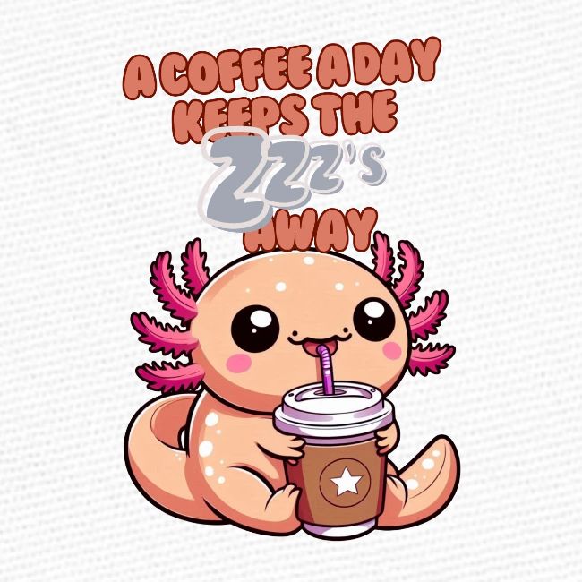 Coffee Drinking Cute Baby Axolotl