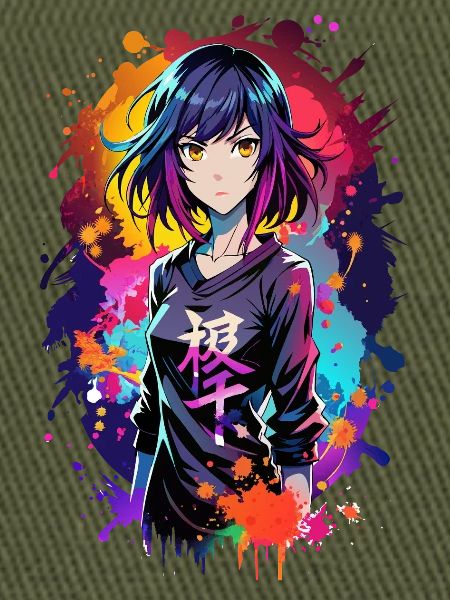 Neon Splash Anime Portrait