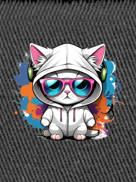 cute cat enjoying music