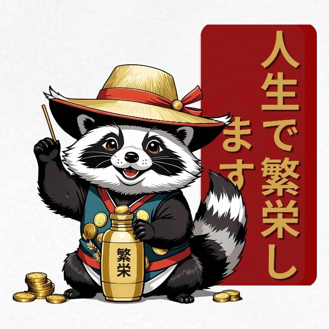 Lucky Tanuki: Playful Japanese Raccoon Design