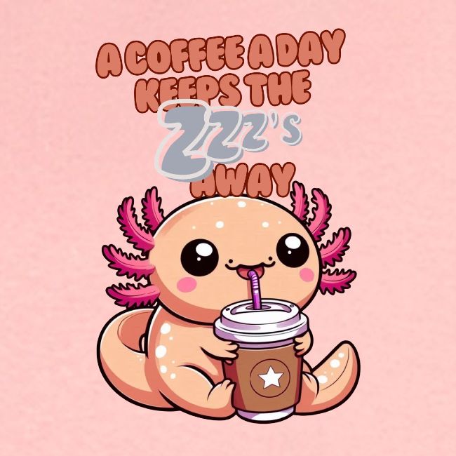 Coffee Drinking Cute Baby Axolotl