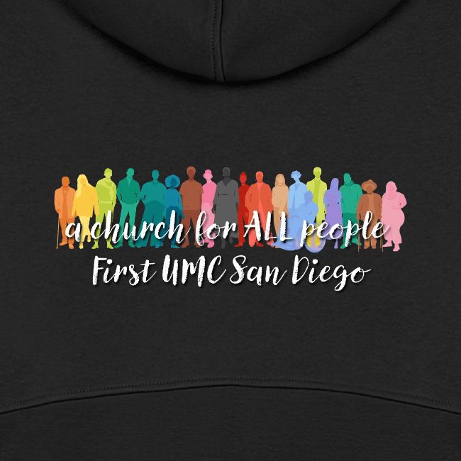 a church for all people - with colorful graphic
