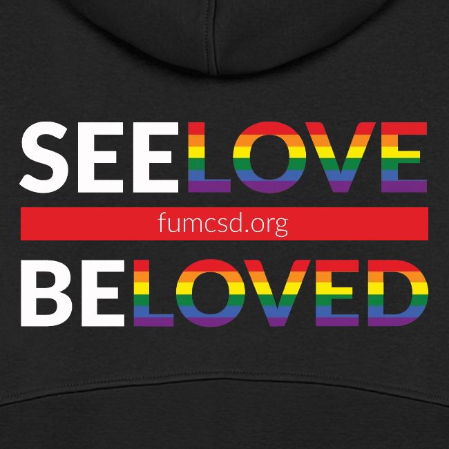 See Love, Be Loved at FUMCSD (white letters)