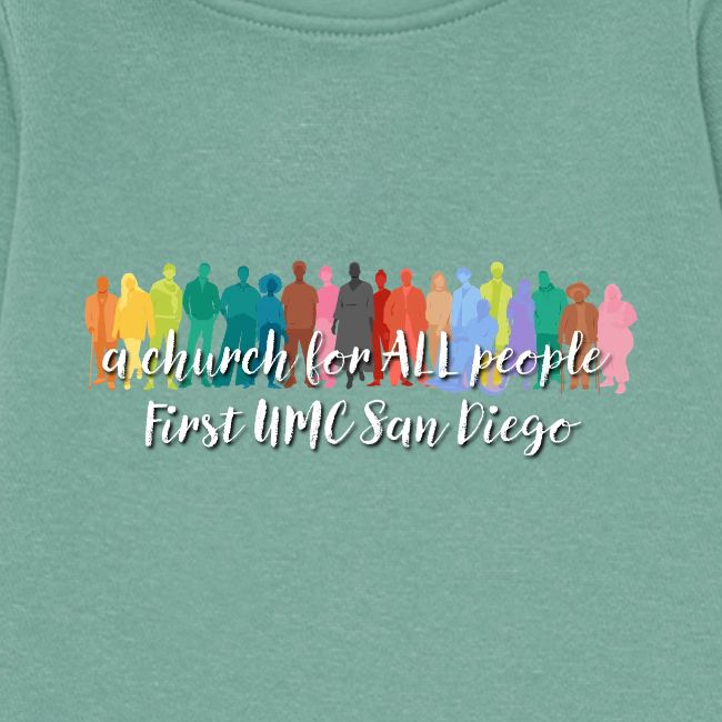 a church for all people - with colorful graphic