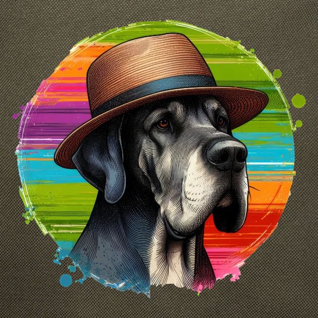 Great Dane Wearing a Hat Art