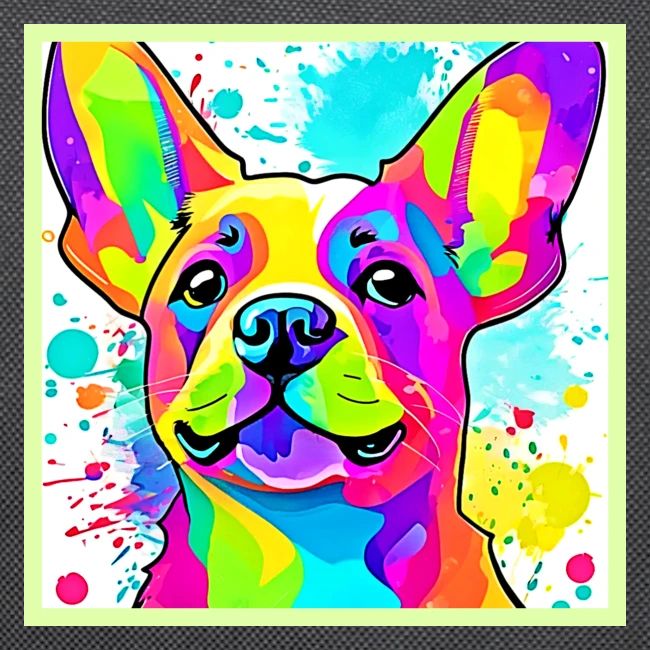 Vibrant Frenchie Bulldog Puppy Art