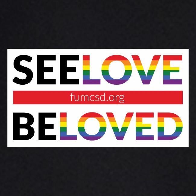 FUMCSD See Love, Be Loved: white design background