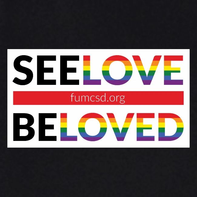 FUMCSD See Love, Be Loved: white design background