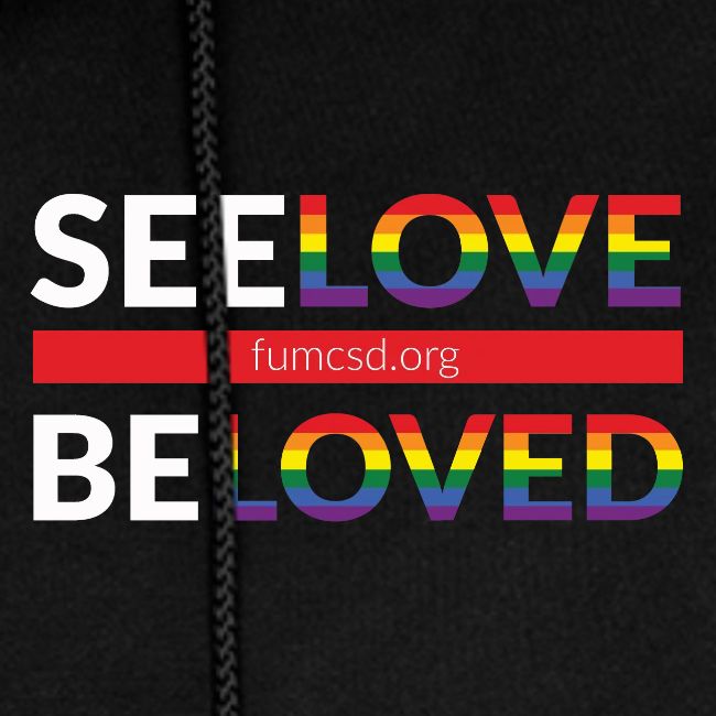 See Love, Be Loved at FUMCSD (white letters)