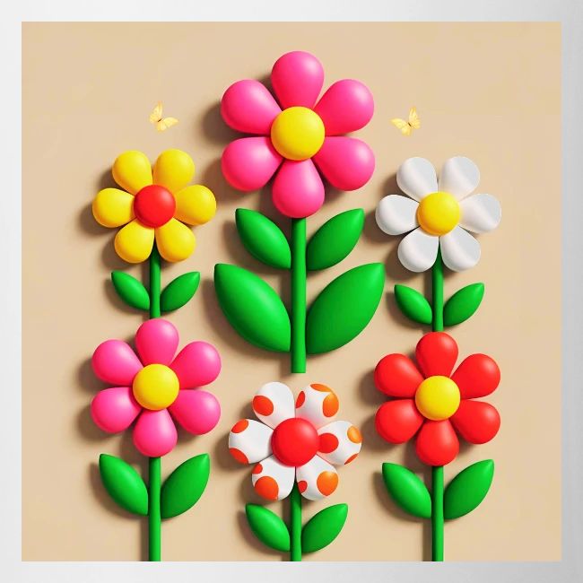3D Flowers and Butterflies in Amber, Floral Design