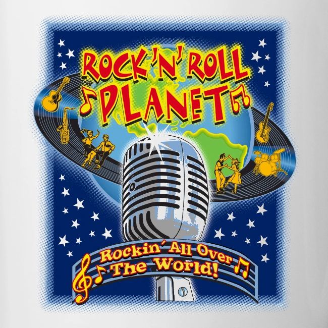 Rock'n'Roll Planet Full Color Retro Tee Design