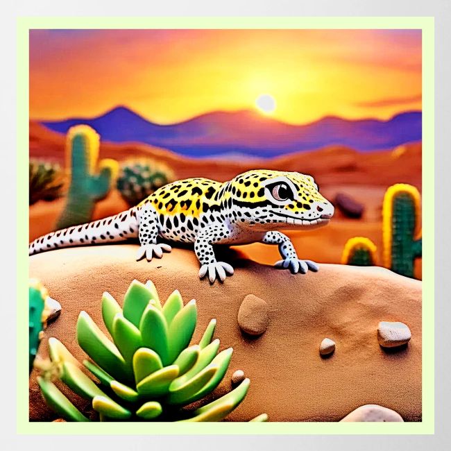 Spotted Gecko Desert Sunset