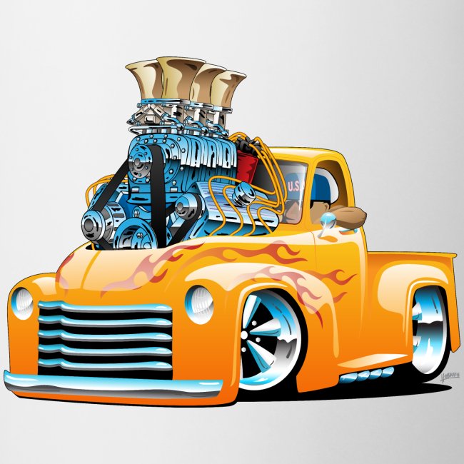 American Classic Hot Rod Pickup Truck Cartoon