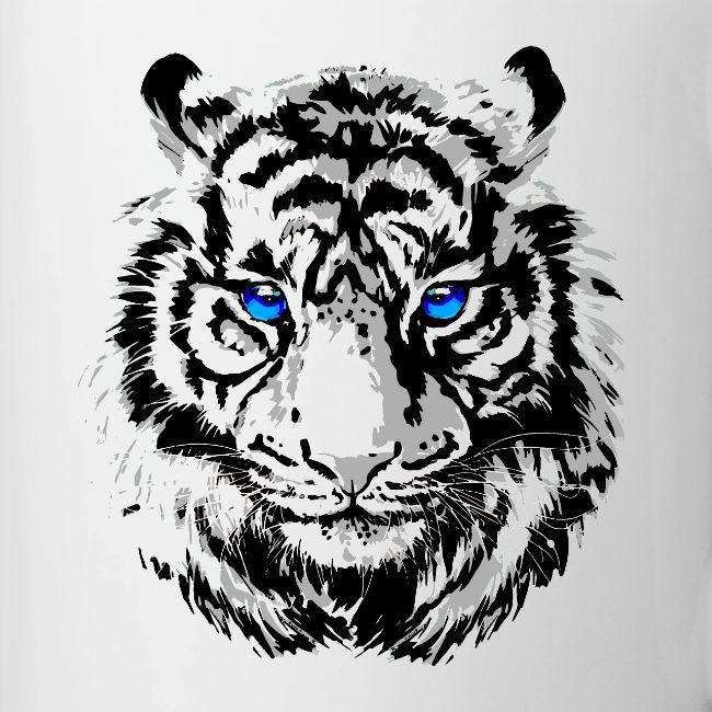 White Tiger Head Portrait - Wildlife Big Cats