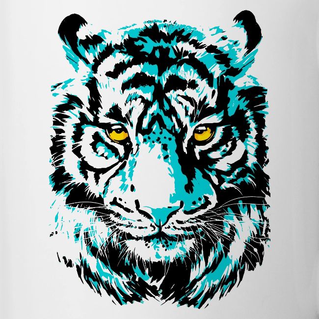 Artistic Tiger Head Portrait Drawing - Turquoise