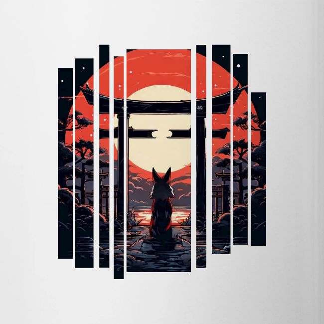 Japanese Zenko Kitsune: Mystical Fox at Torii Gate