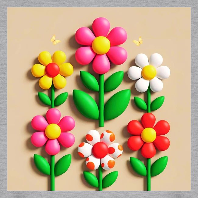 3D Flowers and Butterflies in Amber, Floral Design