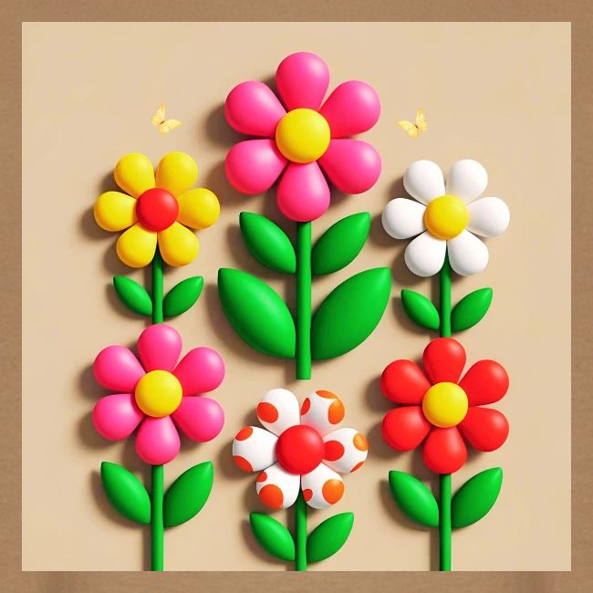 3D Flowers and Butterflies in Amber, Floral Design