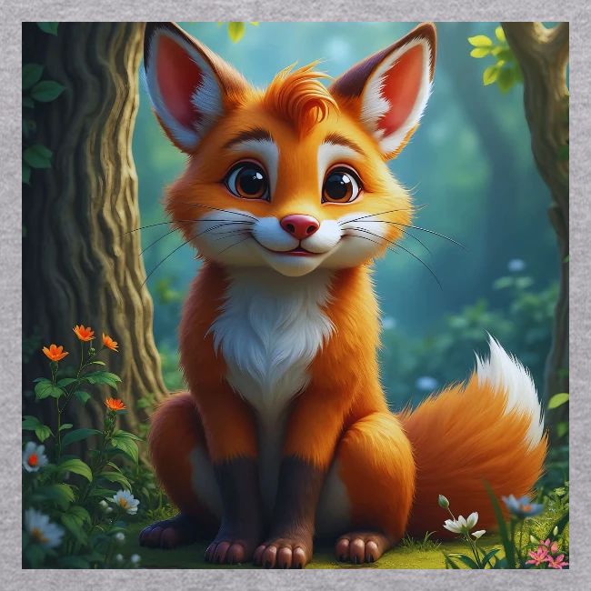 Magical fantasy fox in enchanted forest scene