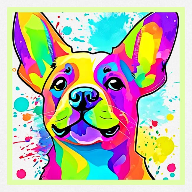 Vibrant Frenchie Bulldog Puppy Art
