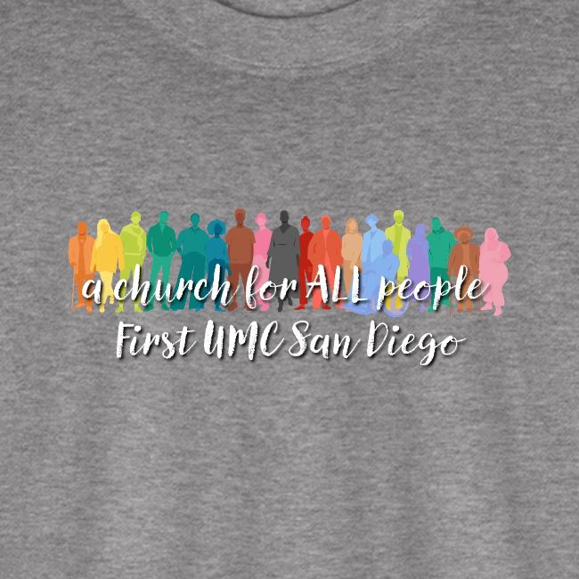 a church for all people - with colorful graphic