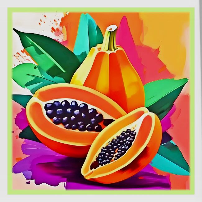 Sliced Papaya Pop Art