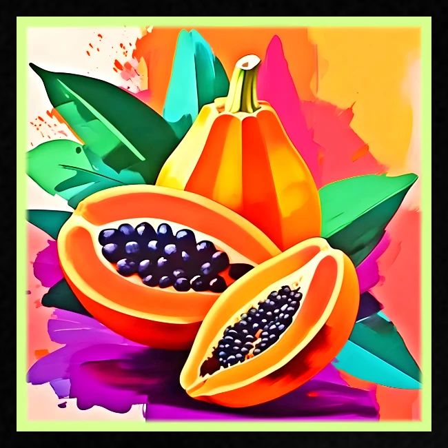 Sliced Papaya Pop Art