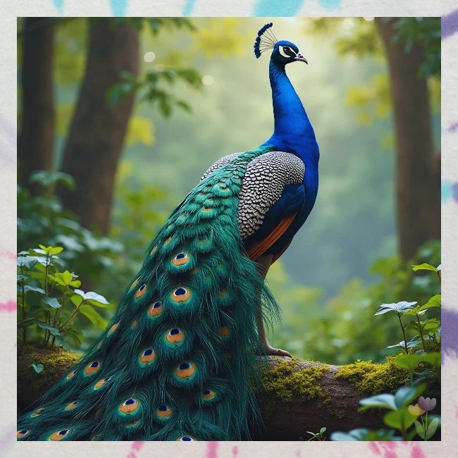 Majestic Peacock in Enchanted Forest