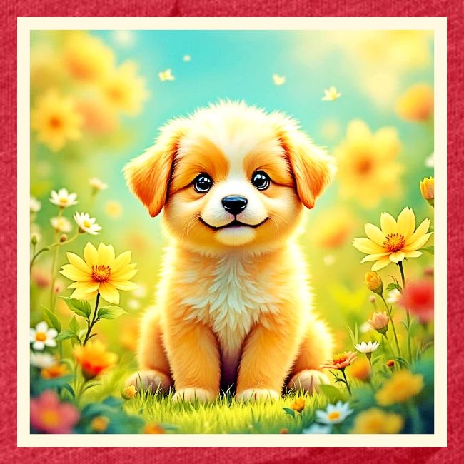 Cute Puppy Flower Art