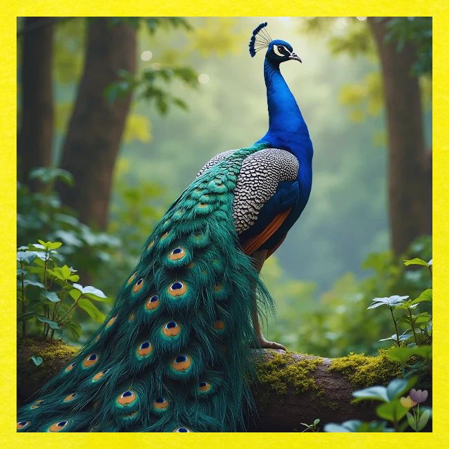 Majestic Peacock in Enchanted Forest
