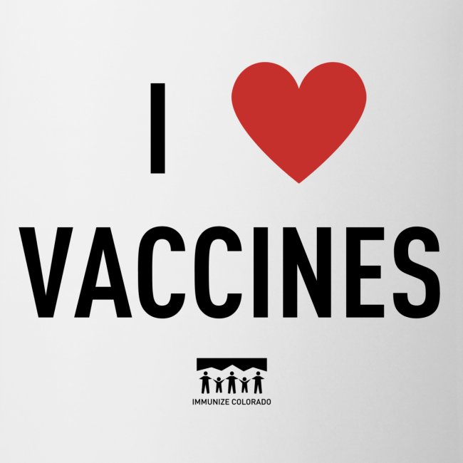 I heart vaccines black Immunize Colorado Logo