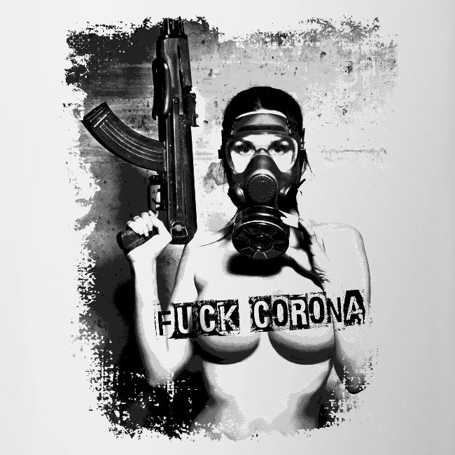 masked girl with AK - FUCK CORONA 4 dark clothes