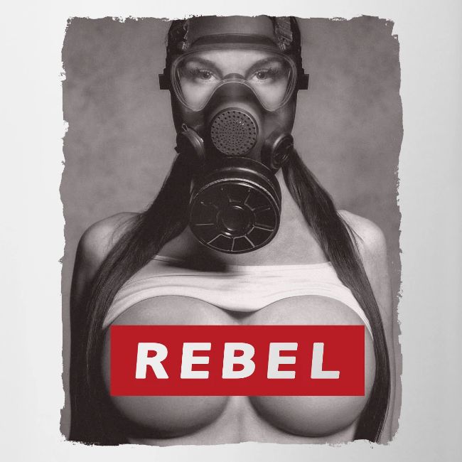 nude girl with gas mask - REBEL